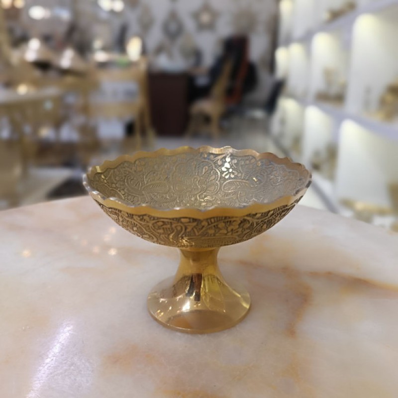 پیاله پایه دار دو طوطی برنجی هندی