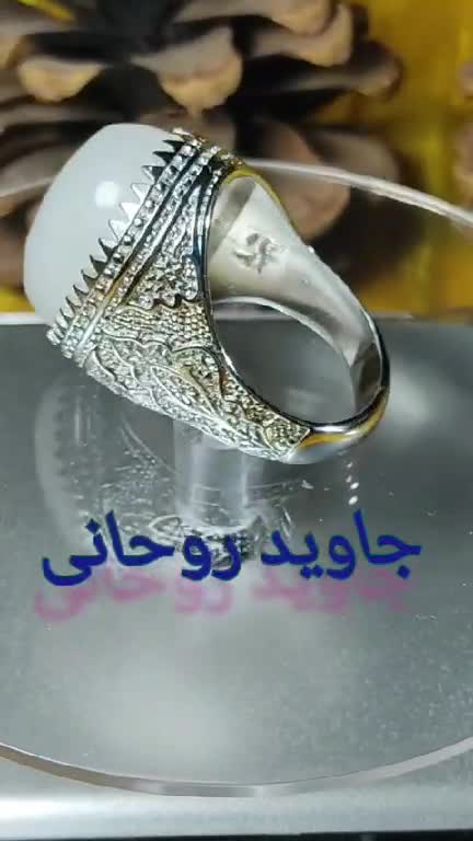 انگشتر مردانه درشت در نجف یخی یکدست درشت تراش دامله رکاب طرح قلمکاری