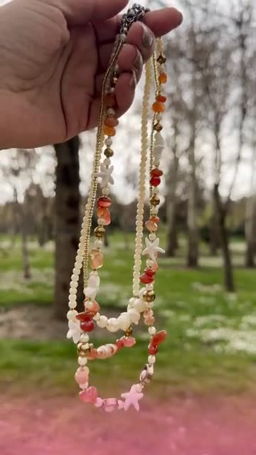 ست سه تایی گردنبند عقیق کارنلین 