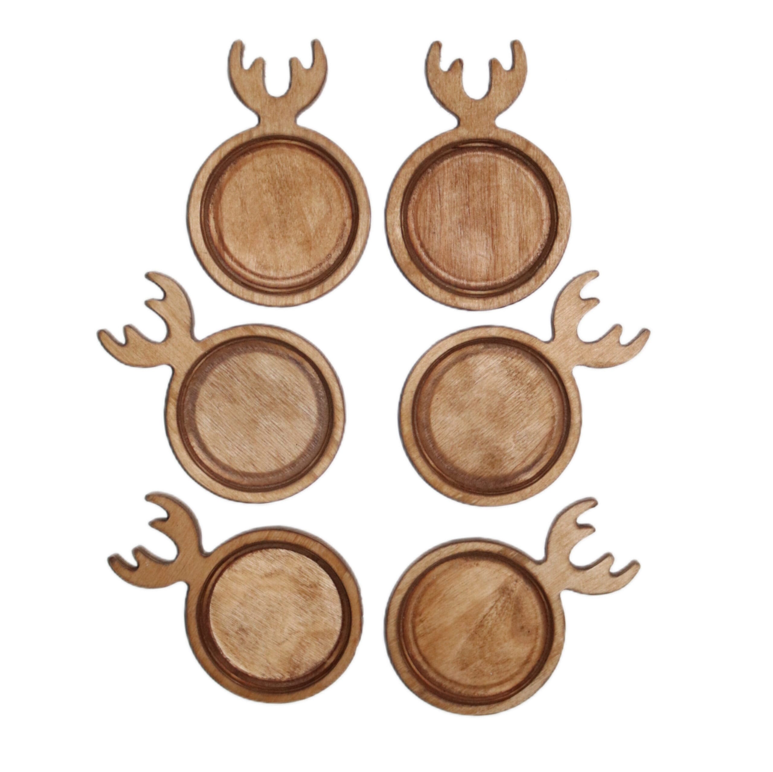 سرویس 6 عددی زیرلیوان چوبی گوزنی P15