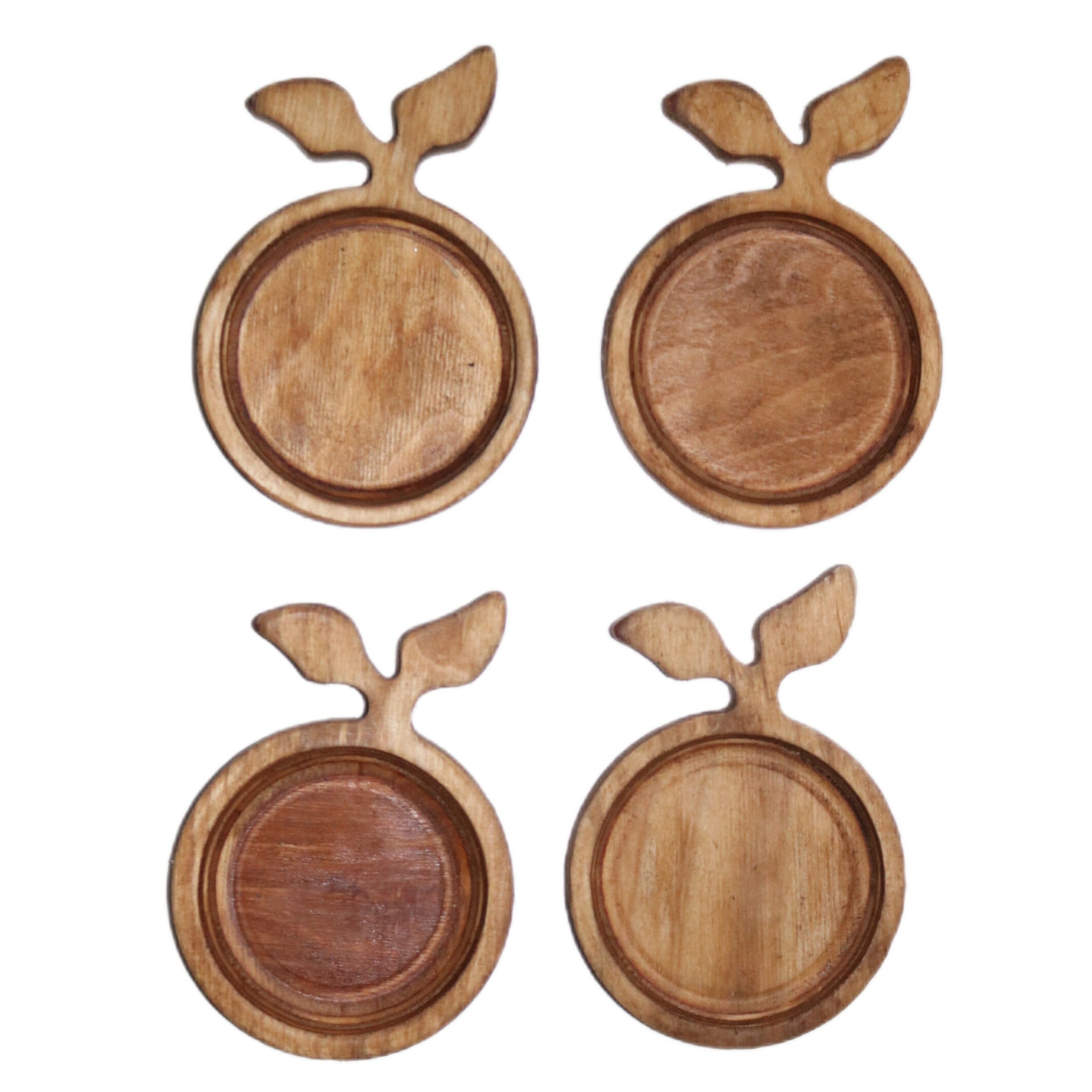 سرویس 4 عددی زیرلیوانی چوبی برگ p14