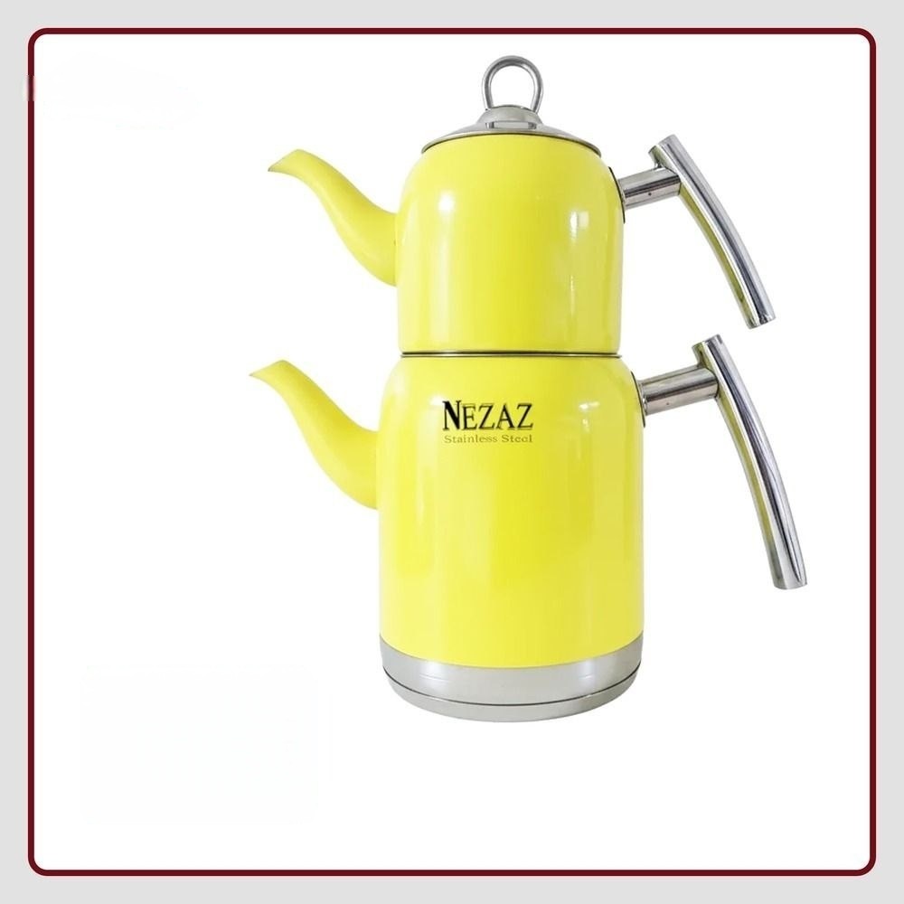 کتری قوری زرد رنگی کتری و قوری استیل