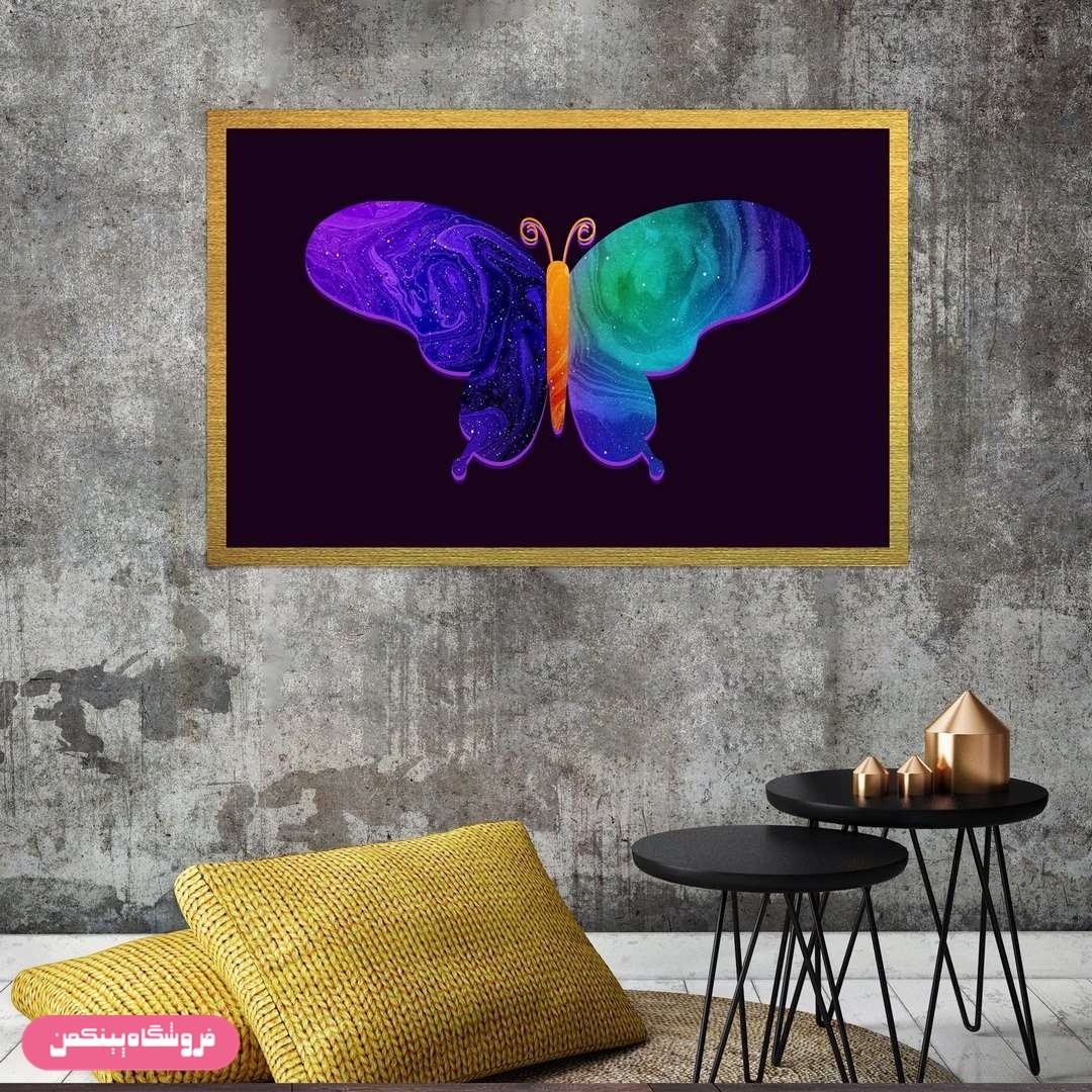 تابلو پینکمن طرح پروانه رنگی مدل قاب شاسی T-M7389 Jm3535 Jm3535 Jm3535