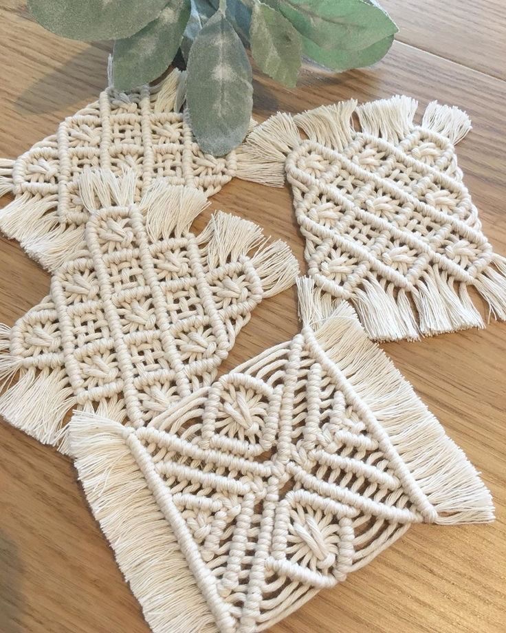 زیر بشقابی مکرومه مستطیل طرح لوزی رنگبندی قابل تغییر کد سفارش36