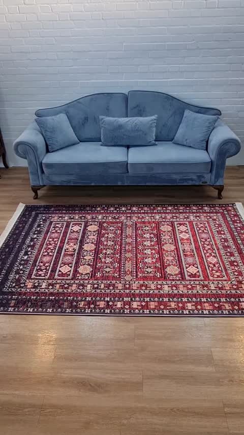 فرشینه پرفروش برند قالیوا مخمل هازان طرح قرمز لاکی استانبول L281a(پس کرایه)