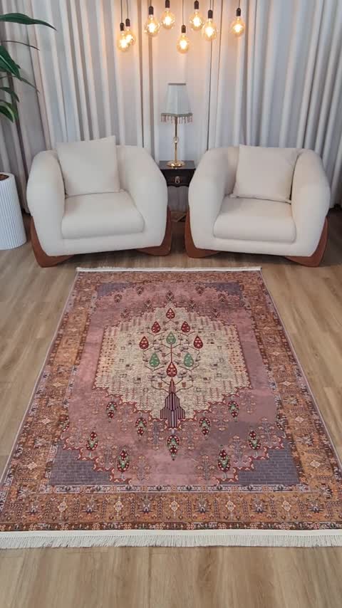 فرش چاپی فرشینه برند قالیوا مخمل هازان طرح شمعدانی L305(پس کرایه)