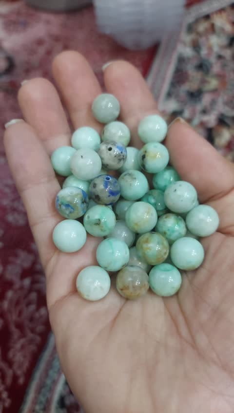 مهره سنگ کریزوکولا وارداتی از کنگو سایز 10 سوراخ دار اصل طبیعی