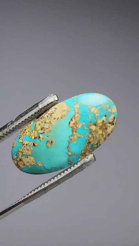 نگین فیروزه شجر رگه طلایی نیشابوری(سنگ فیروزه اصل نیشابور)