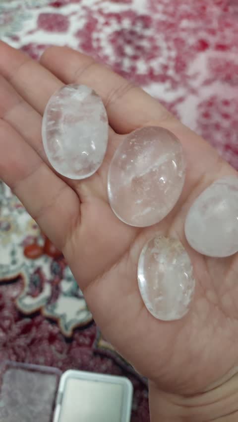 نگین سنگ کریستال کوارتز شفاف  سنگ اصل درجه یک تراش دامله