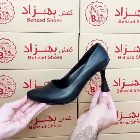 کفش مجلسی پاشنه هشت و نیم سانتی دخترانه زنانه رنگ مشکی کفی طبی رویه چرم صنعتی زیره رافیک سایز 37 تا 41