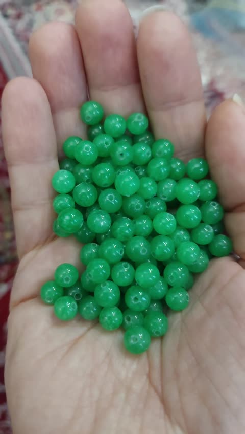 مهره سنگ جید سبز سایز 6 سوراخ دار سنگ اصل طبیعی