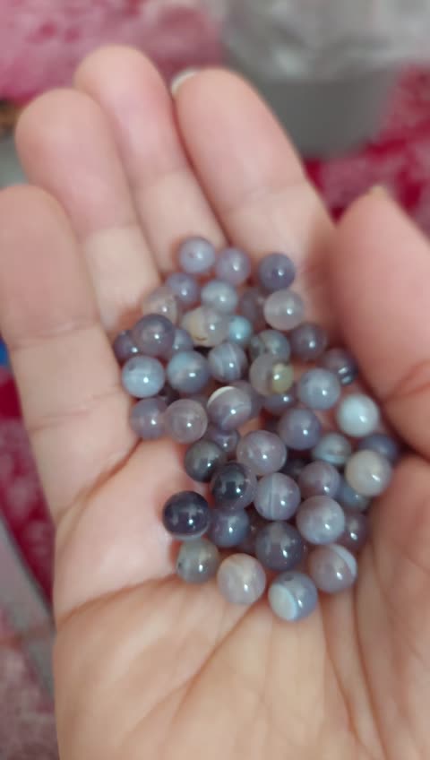 مهره سنگ عقیق بوتسوانا سایز 6 سنگ اصل طبیعی سوراخ دار گوی