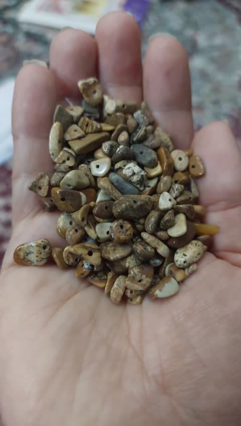 مهره سنگ وود جاسپر جاسپر چوبی چیپسی کویری سوراخ دار اصل طبیعی 