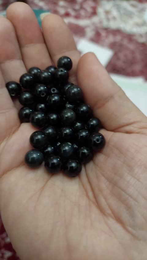 مهره سنگ آبسیدین سیاه سایز 8 سنگ اصل طبیعی سوراخ دار