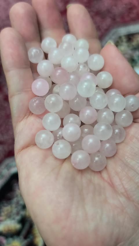 مهره سنگ رزکوارتز سایز 8 درجه یک طبیعی گوی اصل سوراخ دار معدنی
