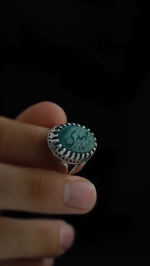 انگشتر مردانه عقیق سبز کد 1101