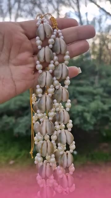 چوکر مکرومه دستساز صدف  مروارید 