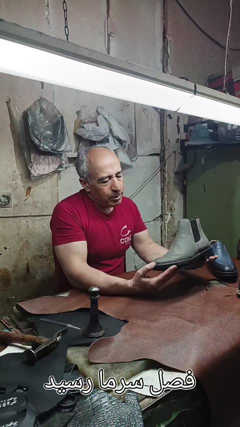 کفش چرم مردانه پسرانه نیم بوت بدون بند و بند دار