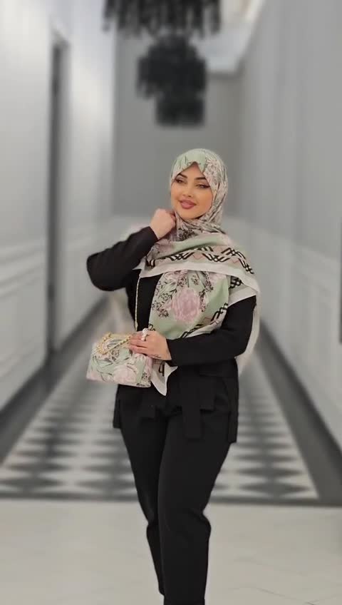 ست کیف و روسری باربری سبز با کیف نوستالژی و روسری نخی
