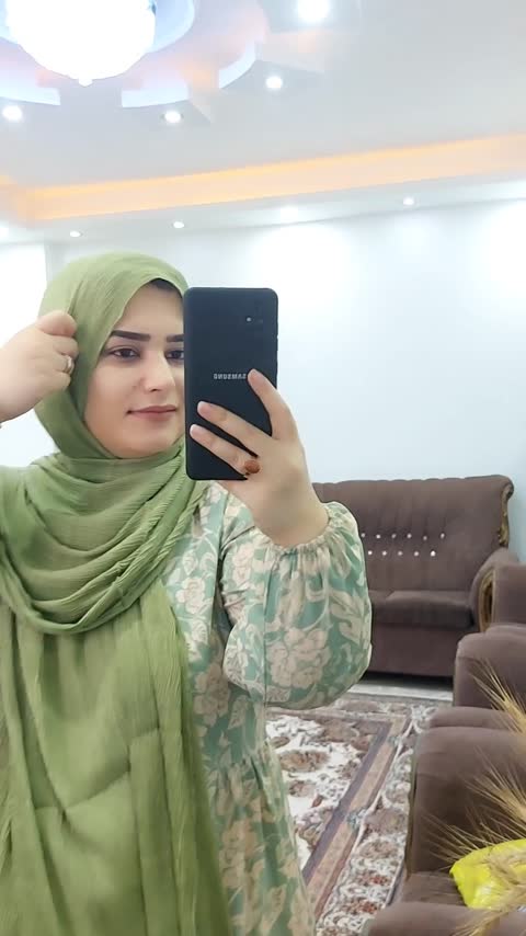 شال نخی پلیسه سبز ماچا