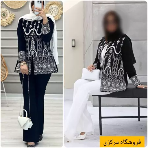 کت مشکی کتیبه جنس کرپ مازراتی و سوزن دوزی