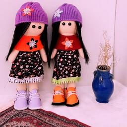 عروسک روسی 30 سانتی کفش ها از چرم کلاه بافت موها قابل اتو کشیدن 