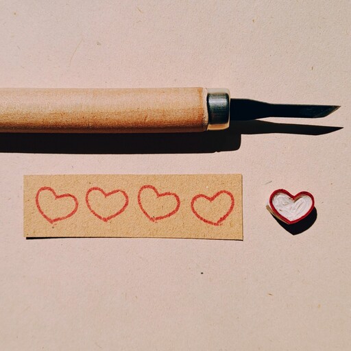 مهر لینولئوم قلب تو خالی برای کاغذ کادو و بسته بندی و ساخت پاکت و طراحی پارچه