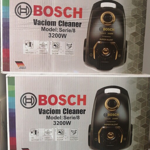 ارسال رایگان جاروبرقی جارو برقی بوش(( BOSCH)) میله کنفی کیفیت عالی قدرت (3200) وات سوپرسایلنت با بدنه بسیار عالی و مکش  