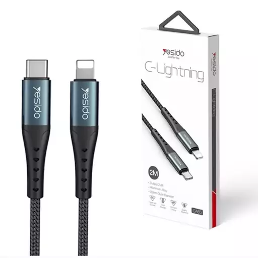 کابل شارژ فست USB-C به لایتنینگ Lightning یسیدو Yesido مدل CA65 به طول 2 متر