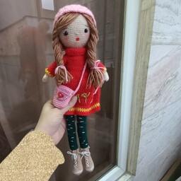 عروسک دختر بافتنی 38 سانتی متر