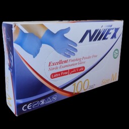 دستکش نیتریل آبی Nitex اوپی پرفکت سایز  مدیوم  بسته 100 عددی   دستکش یکبار مصرف