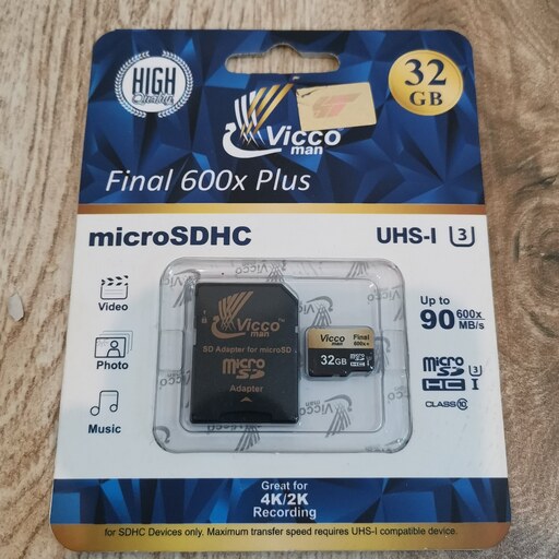 کارت حافظه microSDHC ویکومن مدل A1 V30 600X کلاس 10 استاندارد UHS-I U3 سرعت 90MBps ظرفیت 32 گیگابایت به همراه آداپتور SD