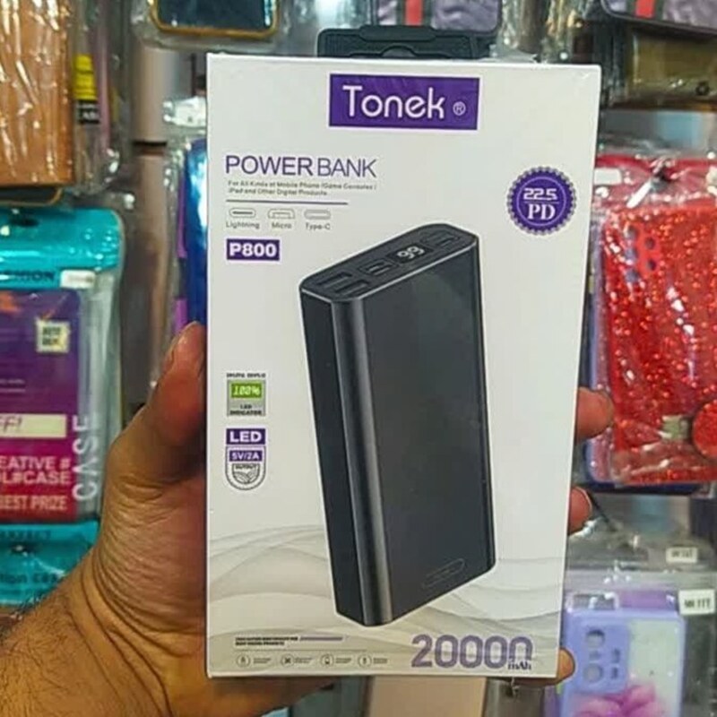 پاور بانک 20 هزار تونیک مدل Tonek P800 خروجی 22.5 وات فست شارژ