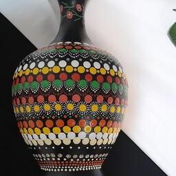 گلدان سفالی نقطه کوبی دست ساز دکوراتیو رومیزی دکوری 