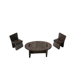 ماکت دکوری چوبی مدل میز و صندلی - قهوه ای تیره