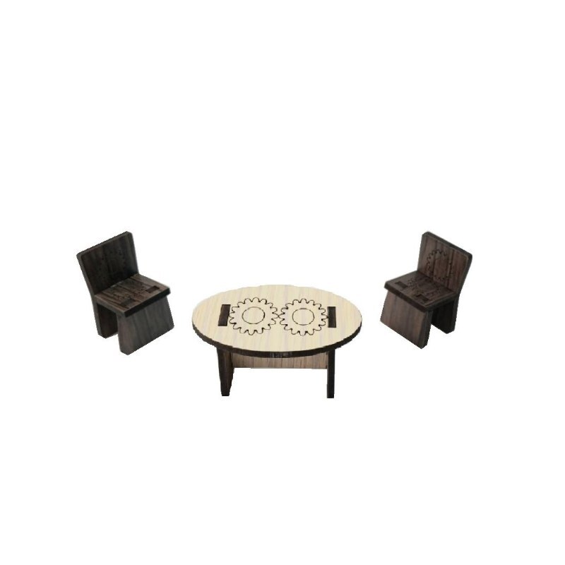 ماکت دکوری چوبی مدل میز و صندلی