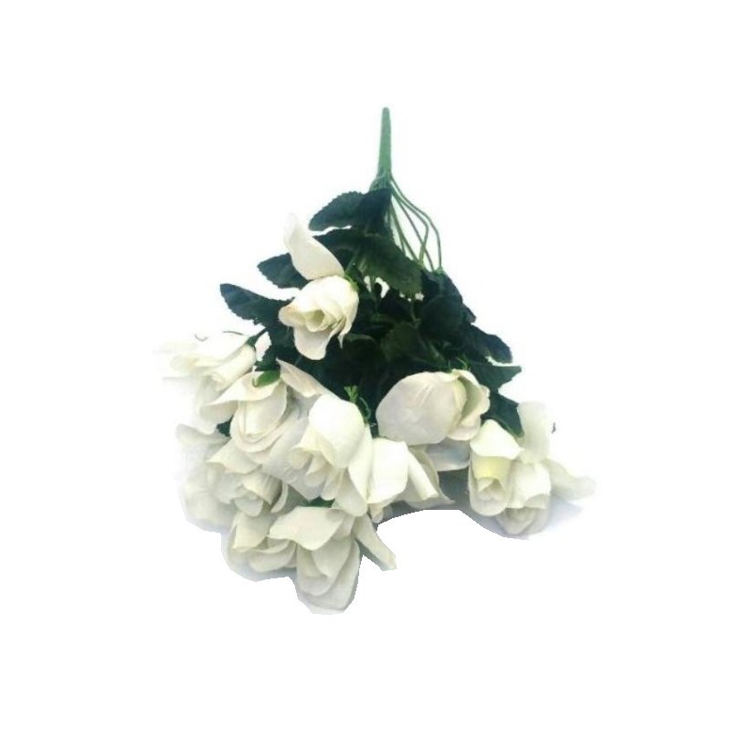 دسته گل مصنوعی خارجی مدل رز سفید 14 شاخه