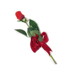 گل مصنوعی مدل رز قرمز با روبان