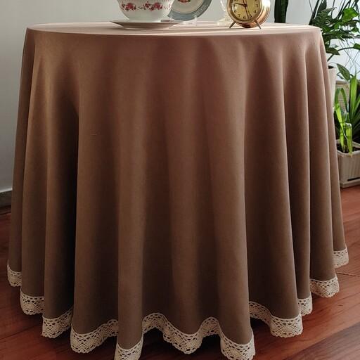 رومیزی گرد هازان با تور قلاب بافی قطر  210 قابل سفارش در رنگ  و سایز  دلخواه