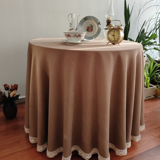 رومیزی گرد هازان با تور قلاب بافی قطر  210 قابل سفارش در رنگ  و سایز  دلخواه