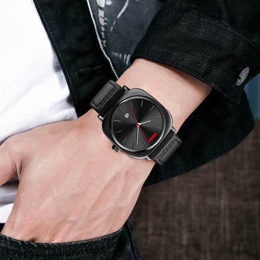 ساعت مچی مردانه اسکمی مدل 9266 بند چرم طراحی زیبا و ساده 