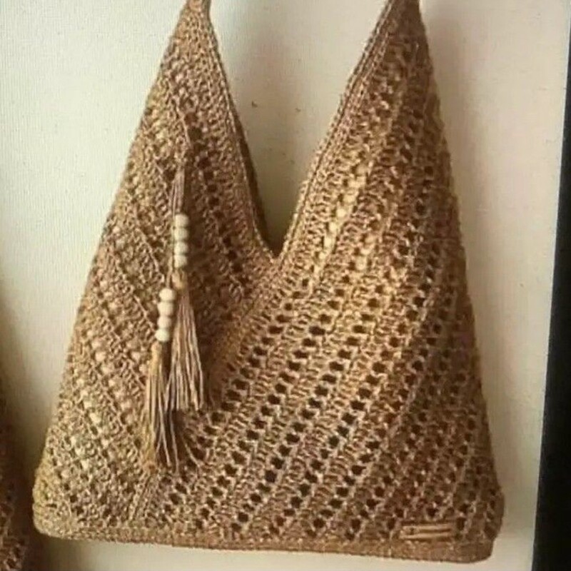 کیف زنانه کیف دوشی مثلثی دستبافت 