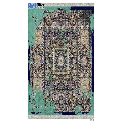 پادری درجه1 سایز 50x80 باترمزفرش طرح سنتی ترک لکه سبز I سایر سایز دایرکت