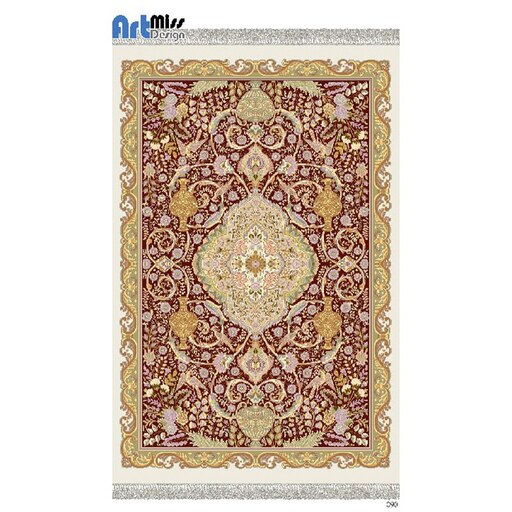 پادری درجه1 سایز 50x80 باترمزفرش طرح سنتی غلبه جگری دور کرم I سایر سایز دایرکت