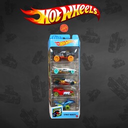 اسباب بازی پک 5تایی ماشین فلزی Hot wheels مدل street beasts