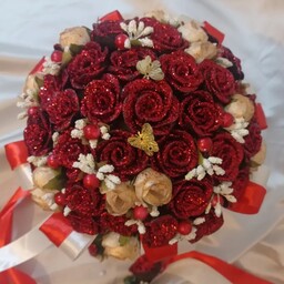 دسته گل حنا ساخته شده با گلهای حنایی ماندگار و بادوام قابل سفارش در رنگ دلخواه
