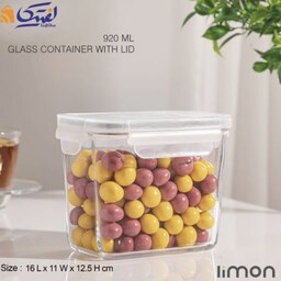 ظرف شیشه ای مستطیل دربدار 920میلی لیتر  (الوان )لیمون