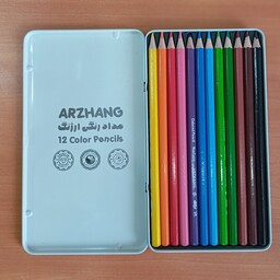مداد رنگی 12 رنگ جعبه فلزی