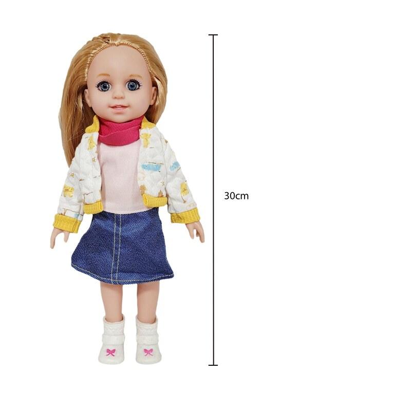عروسک دختر مو بلند موزیکال قد 30 سانتی متر