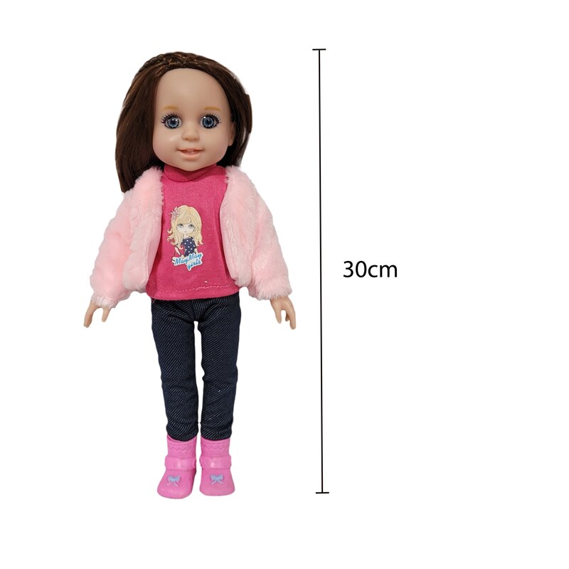 عروسک دختر مو بلند موزیکال کد 3111 قد 30 سانتی متر